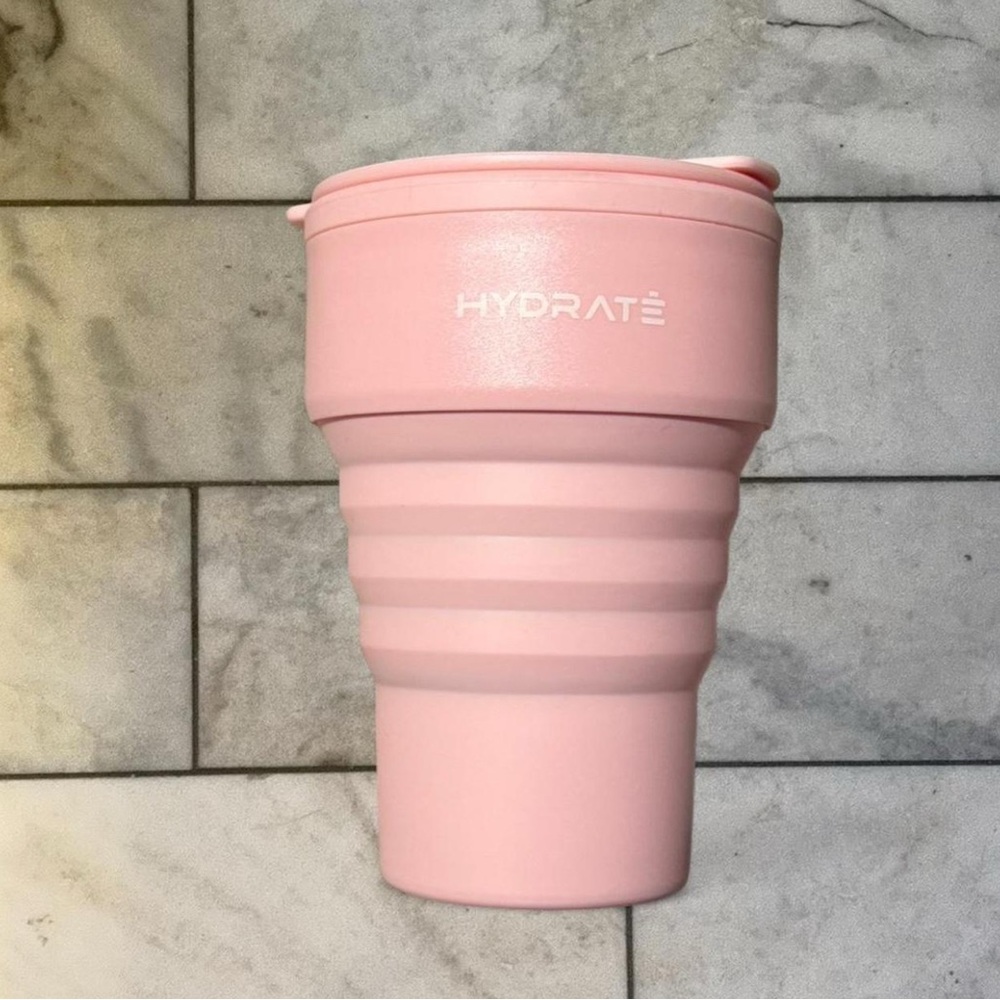 Pink Collapsible Travel Cup & white/cream collapsible cup (YOU GET BOTH)